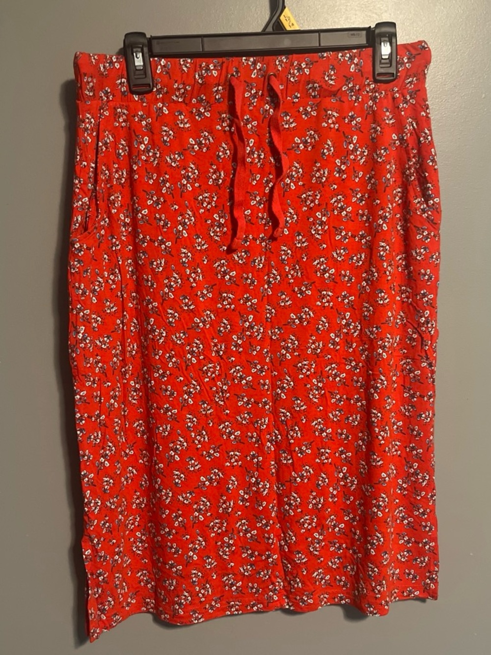 St. John's Bay Red Floral Drawstring Midi Skirt